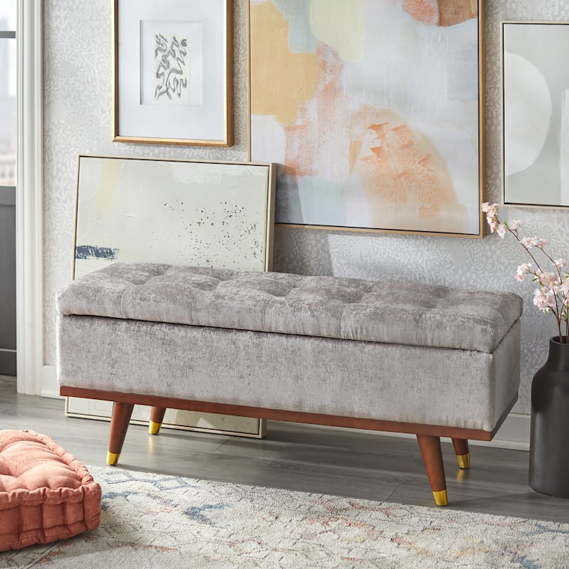 angelo:HOME Tate Storage Bench - Tobacco Brown Chenille