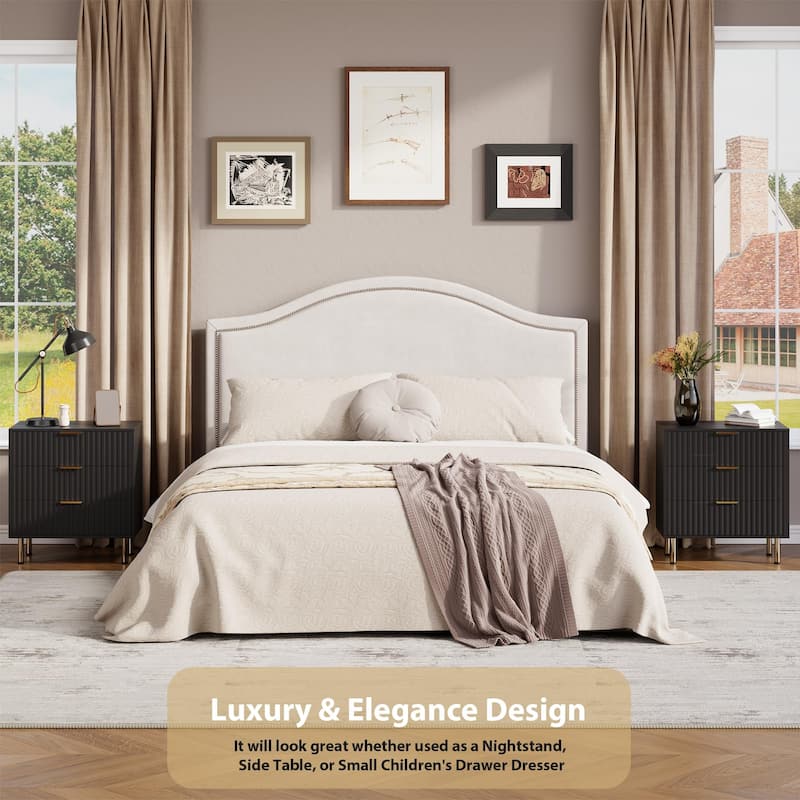 Fluted 3 Drawer Dresser for Bedroom, Modern Wooden Chest with Deep Drawers and Wide Top