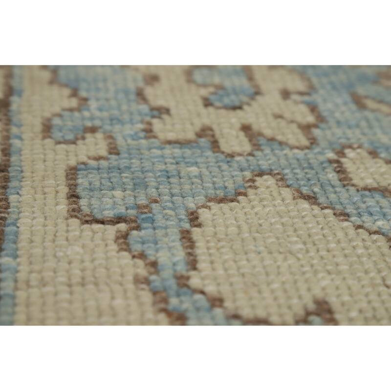 Hand Knotted Oriental 100% Wool Carpet Transitional All-Over Navy Blue & Blues Oushak Area Rug - 11' 2'' X 8' 2''