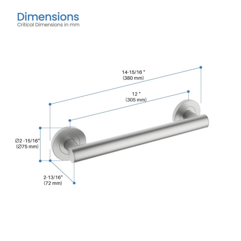12-Inch Stainless Steel Bathroom Safety Grab Bar