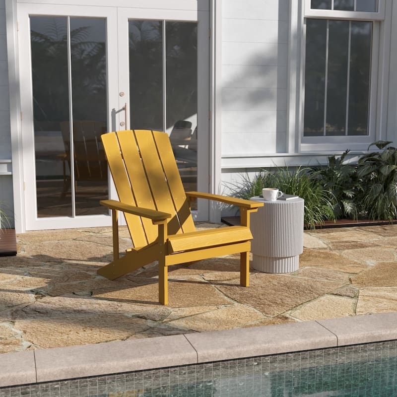 Outdoor All-Weather Poly Resin Wood Adirondack Chair - Yellow