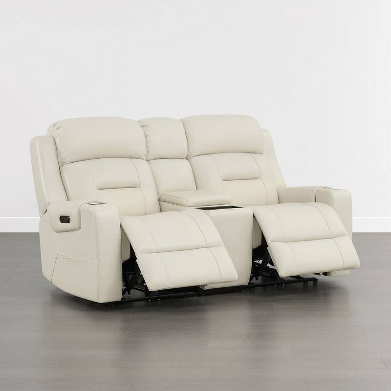 Spruce & Spring Genuine Leather Power Reclining Sofa with Wireless Charging