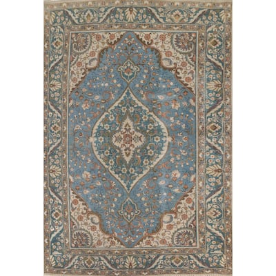 Distressed Over-Dyed Tabriz Persian Vintage Rug Handmade Wool Carpet - 6'8"x 9'10"