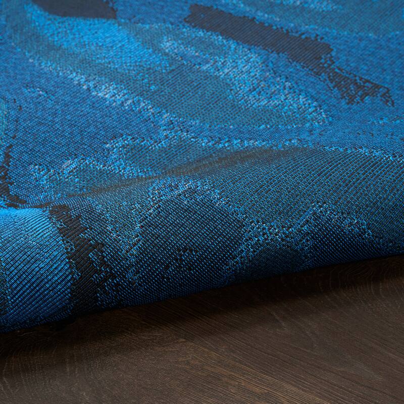 Nourison Color Splash Indoor/Outdoor Blue Abstract Area Rug