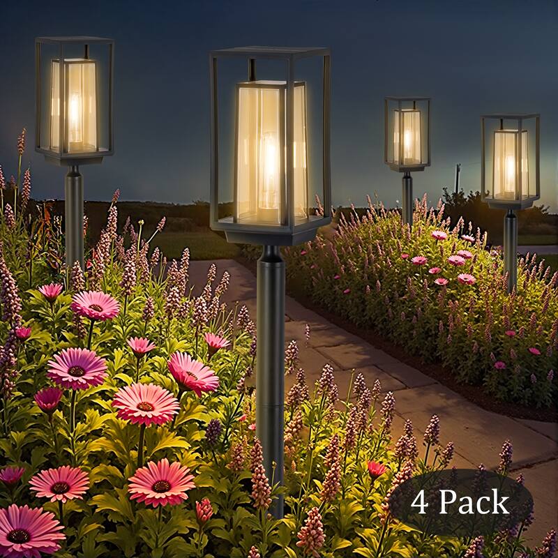 C Cattleya Black Solar LED Outdoor Path Lights - 4-Pack