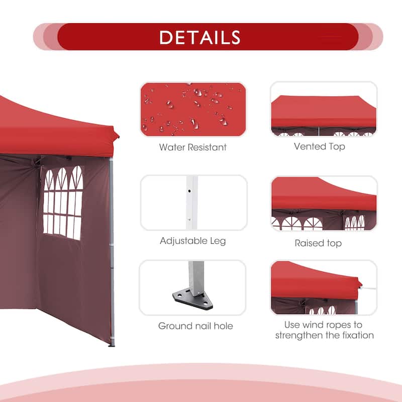 Ainfox 10x20ft Pop Up Canopy Tent Outdoor Instant Folding Canopy with 4 Sidewalls for Wedding Beach Camping