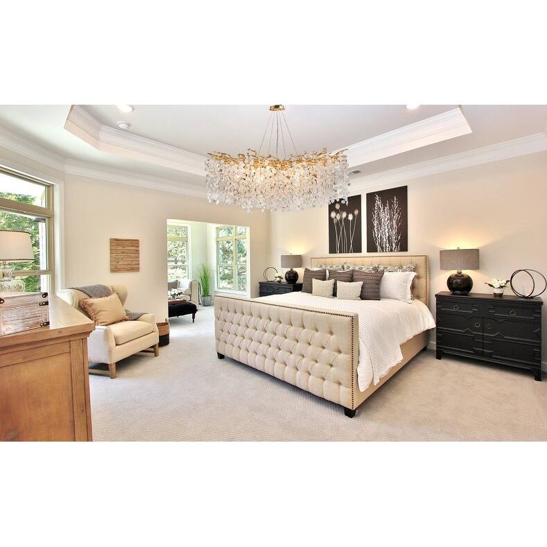 KAYLA 47.2" 18-Lights Gold Modern Tree Branch Chandelier, Luxury K9 Crystal Chandelier