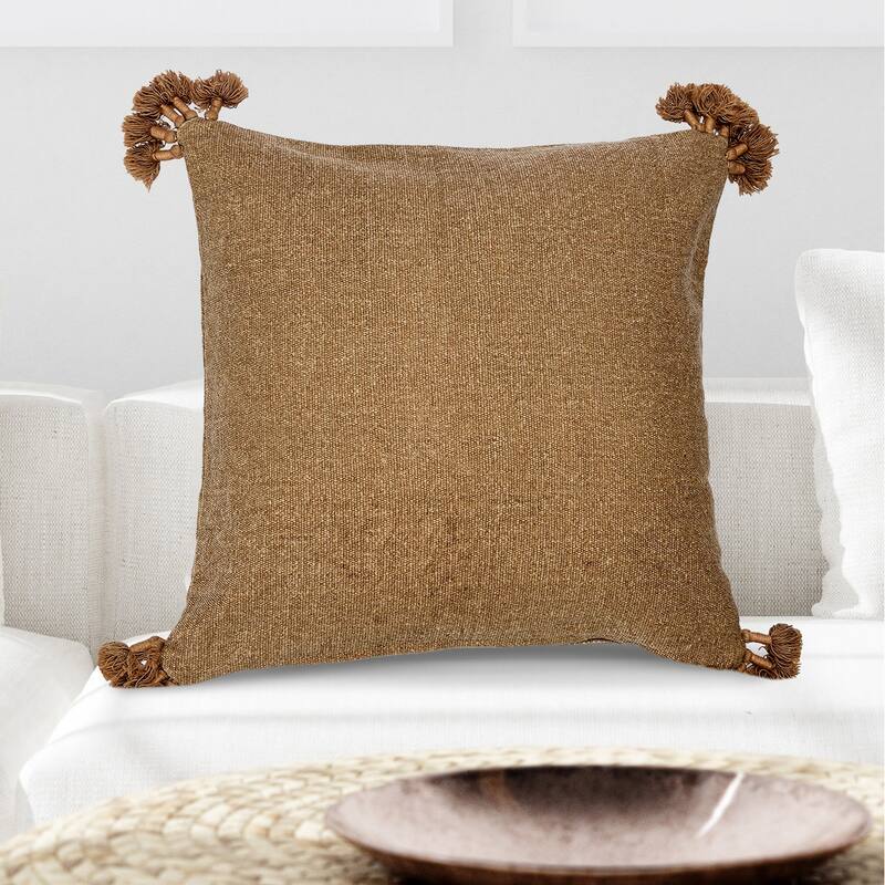 Square Canvas Pillow Cover with Tassels
