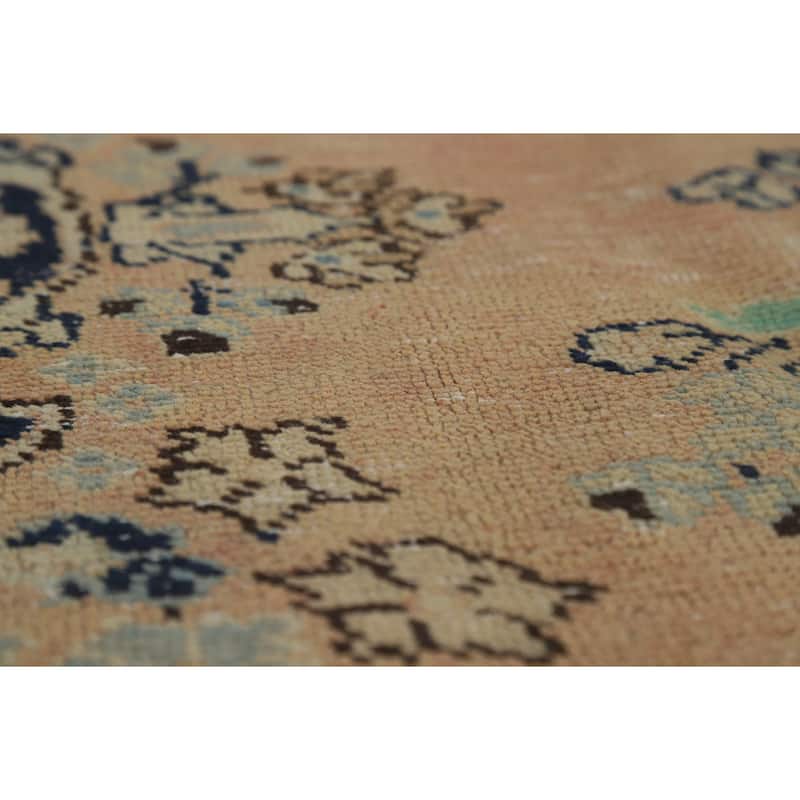 Medallion Mashad Persian Vintage Area Rug Handmade Wool Carpet - 7'11"x 11'1"