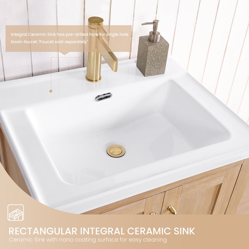 Gela Single Sink Bath Vanity with Drop-In Ceramic Basin without Mirror