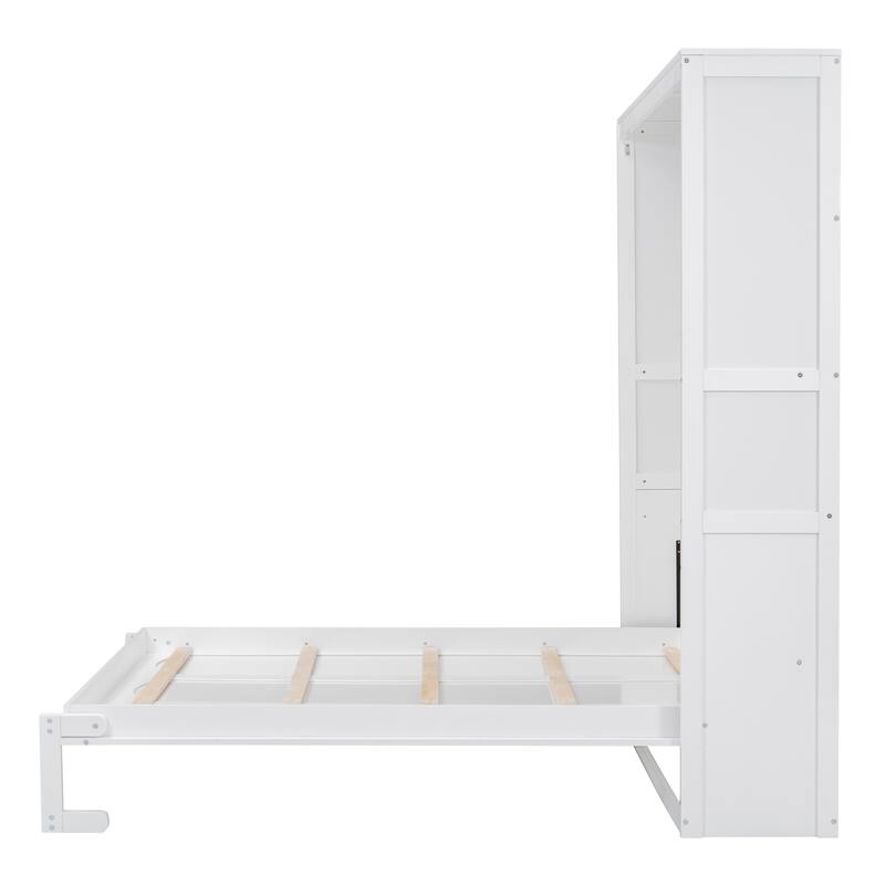 Queen Smart Murphy Bed with 2-Tier Storage Cabinet