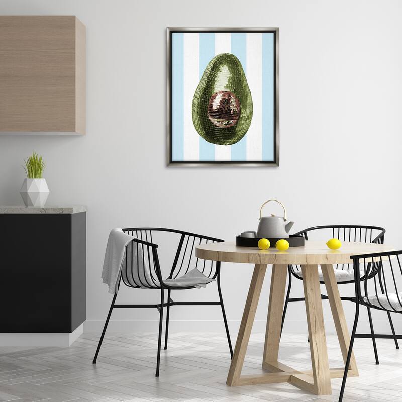 Stupell Disco Avocado on Blue Framed Floater Canvas Wall Art Design By Lil' Rue
