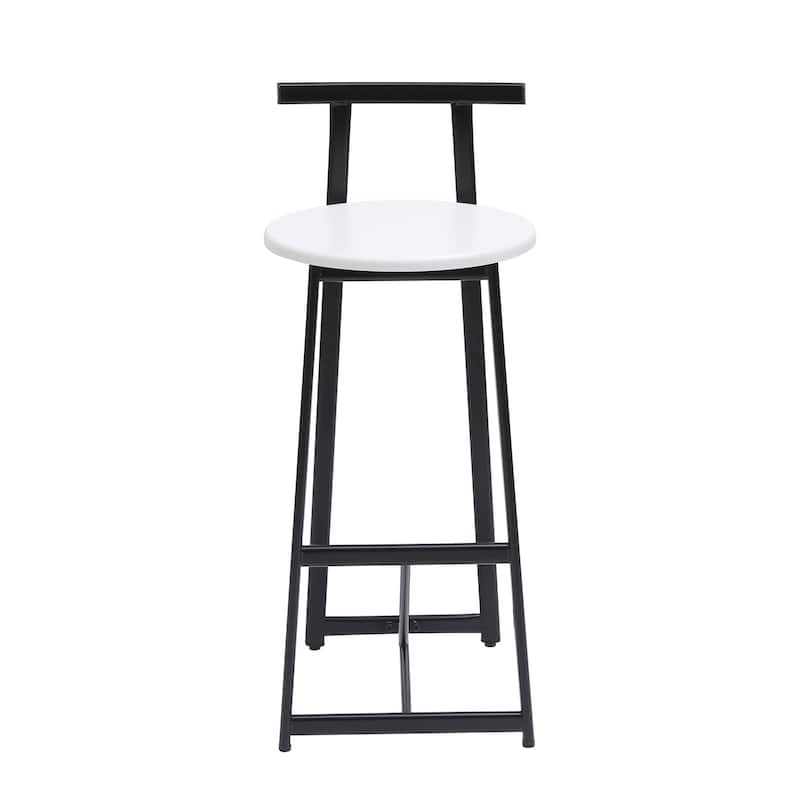 27''H Barstool Set of 3 Wooden Round Bar Stools with Footrest, Easy Assembly, for Dining Room, Kitchen