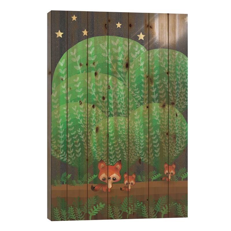 By The Light Of The Moon Print On Wood by Ann Hutchinson - Multi-Color - 26x18x1.5
