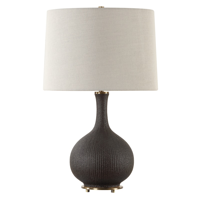 Uttermost Rimini Black Glaze Table Lamp - 24.25" H X 15" W X 15" D