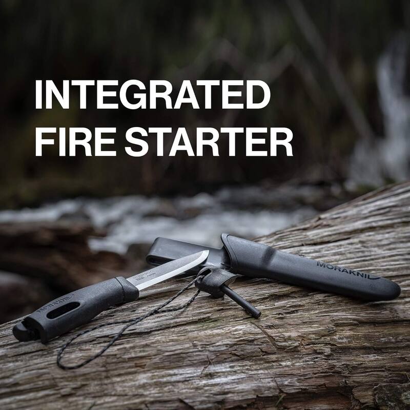 Companion Spark ‎Stainless Steel Fixed Blade Knife, Fire Starter Yellow