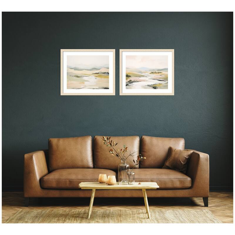 Kate and Laurel Tranquil Landscape No. 1 & No. 2 2 Piece Framed Wall Art Print Set by Amy Lighthall