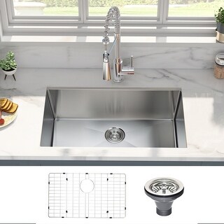 thumbnail image 2 of 27 Undermount Kitchen Sink - Fulorni 27"x18" Kitchen Sink Under Counter 16 Gauge Stainless Steel 2 of 13