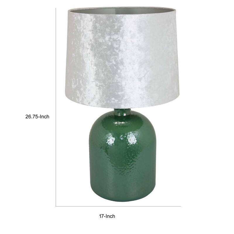 Modern Table Lamp - 25 Inch Stylish Home Decor - Green Glass Base & Drum Shade
