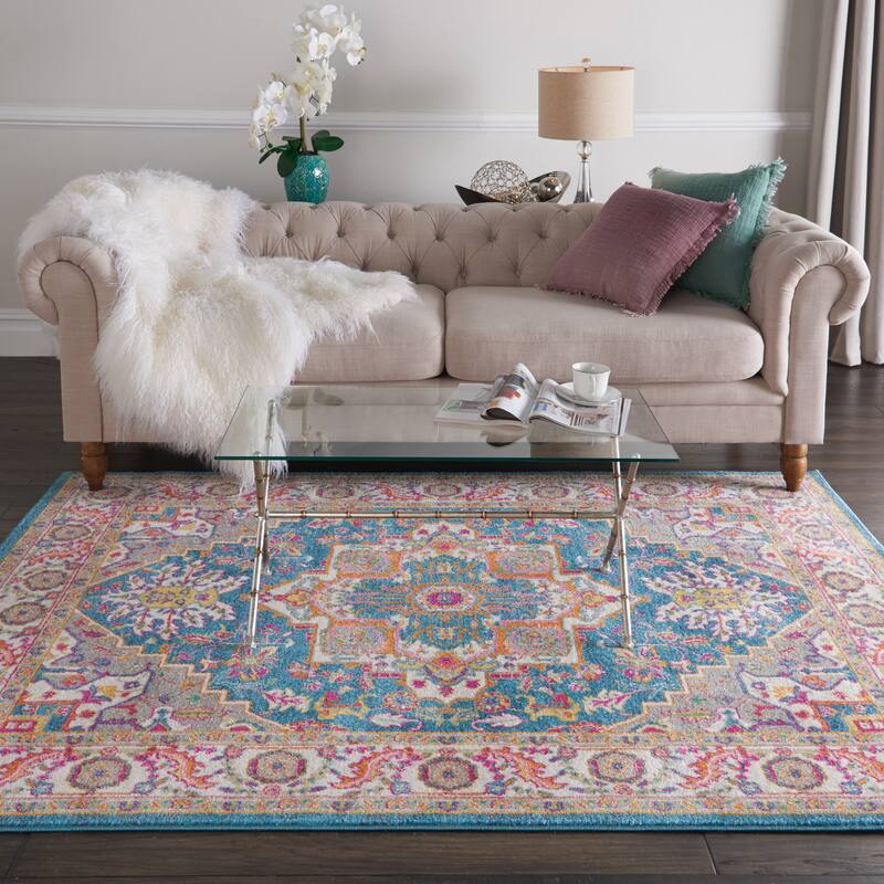 Nourison Cayuga Oushak Boho Medallion Area Rug - 6'7" x 9'6" - Teal/Multi