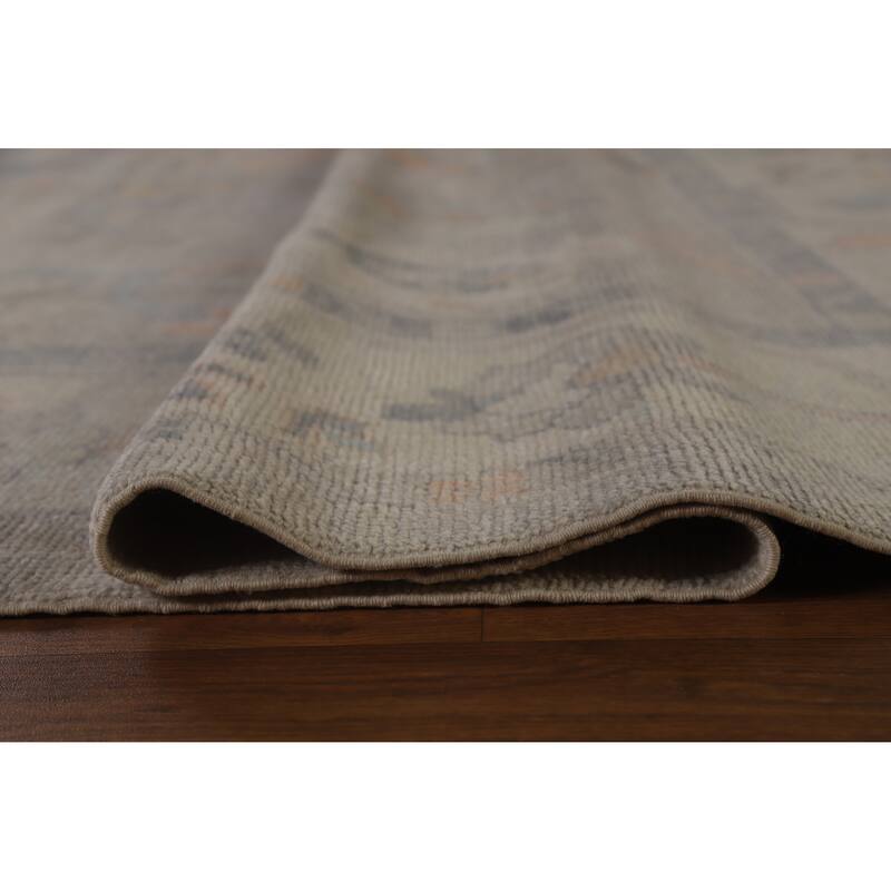 Hand Knotted Oriental 100% Wool Carpet Transitional All-Over Greys & Charcoal Oushak Area Rug - 12' 9'' X 9' 0''