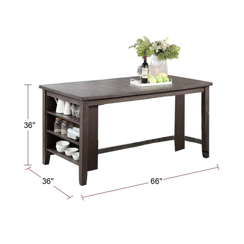 Modern Casual 1pc Counter Height High Dining Table w Storage Shelves Wooden Rustic Espresso Kitchen Breakfast Table Dini
