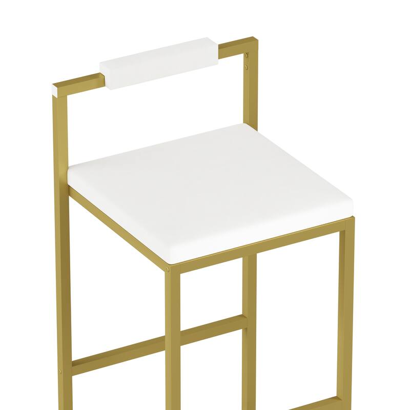 Anmytek Upholstered Velvet Bar Stool Low Back Gold Frame Modern Kitchen Island Seating Home Decor