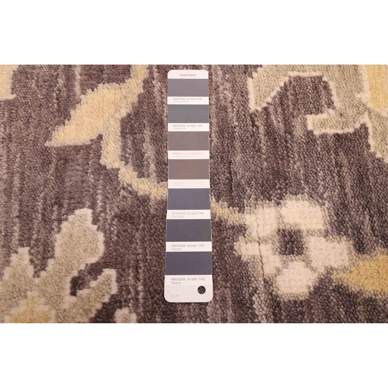 ECARPETGALLERY Hand-knotted Royal Oushak Dark Grey Wool Rug - 9'11 x 13'11