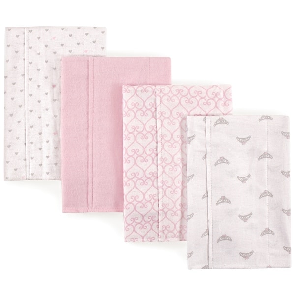 slide 1 of 1, Luvable Friends Baby Girl Cotton Flannel Burp Cloths 4pk, Tiara, One Size - Tiara - One Size One Size - Tiara