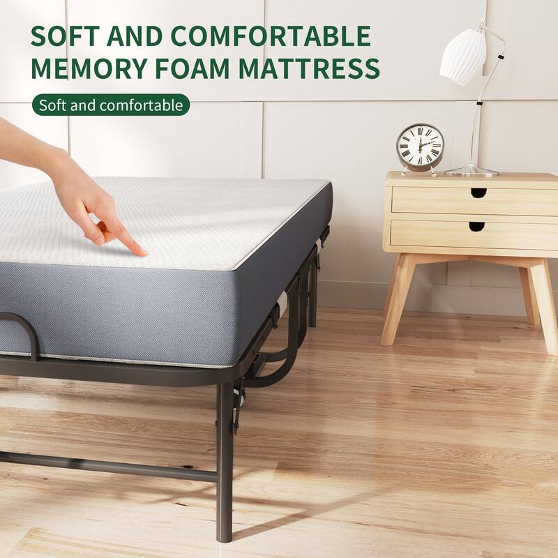 75" Inch Extra Long Folding Bed for Tall People, Heavy-Duty 450lbs Capacity Rollaway Guest Bed with 5" Memory Foam Mattress