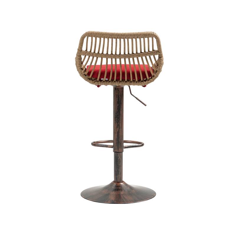 Set of 2 Swivel Bar Stools Adjustable Counter Height with Footrest