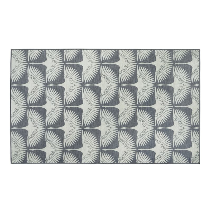 My Magic Carpet Flock Slate Grey Washable Rug