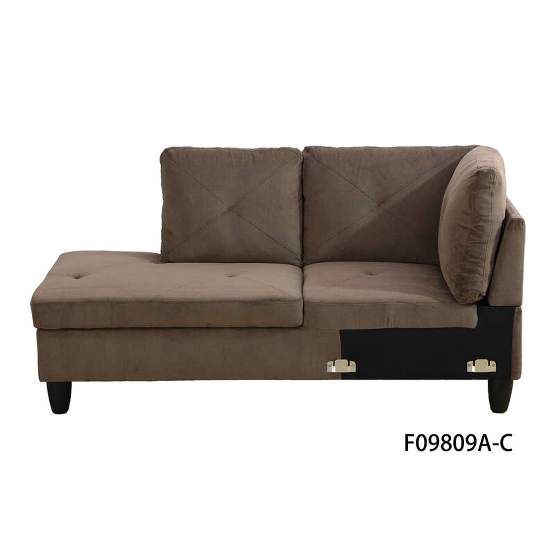 Brown Sackcloth Fabric 3-Piece Living Room Sofa Set
