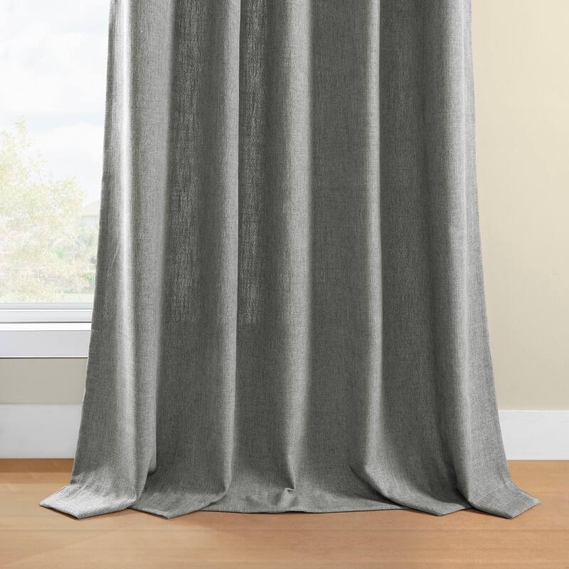 Exclusive Fabrics Basic Faux Linen Curtain Pair - 2 Panels - Light Filtering Window Curtains