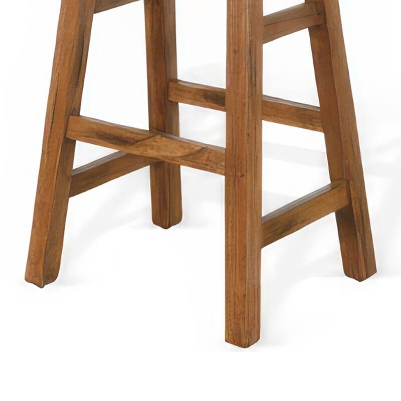 Marv Barstool Set of 2, Saddle Seat, Rustic Oak Mahogany Wood, 30 Inch