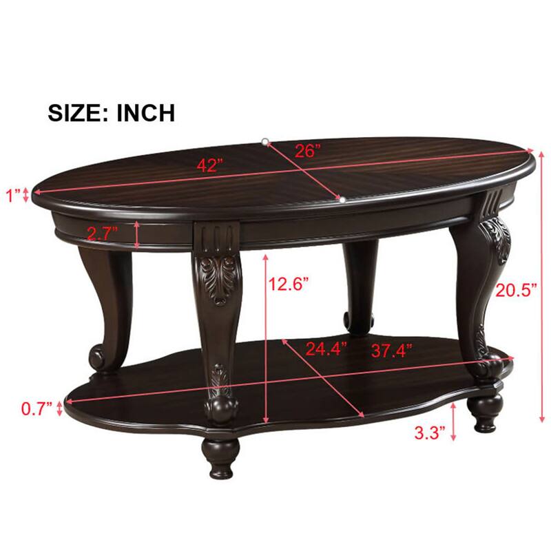 3-Piece Coffee Table Set with 2 End Side Tables