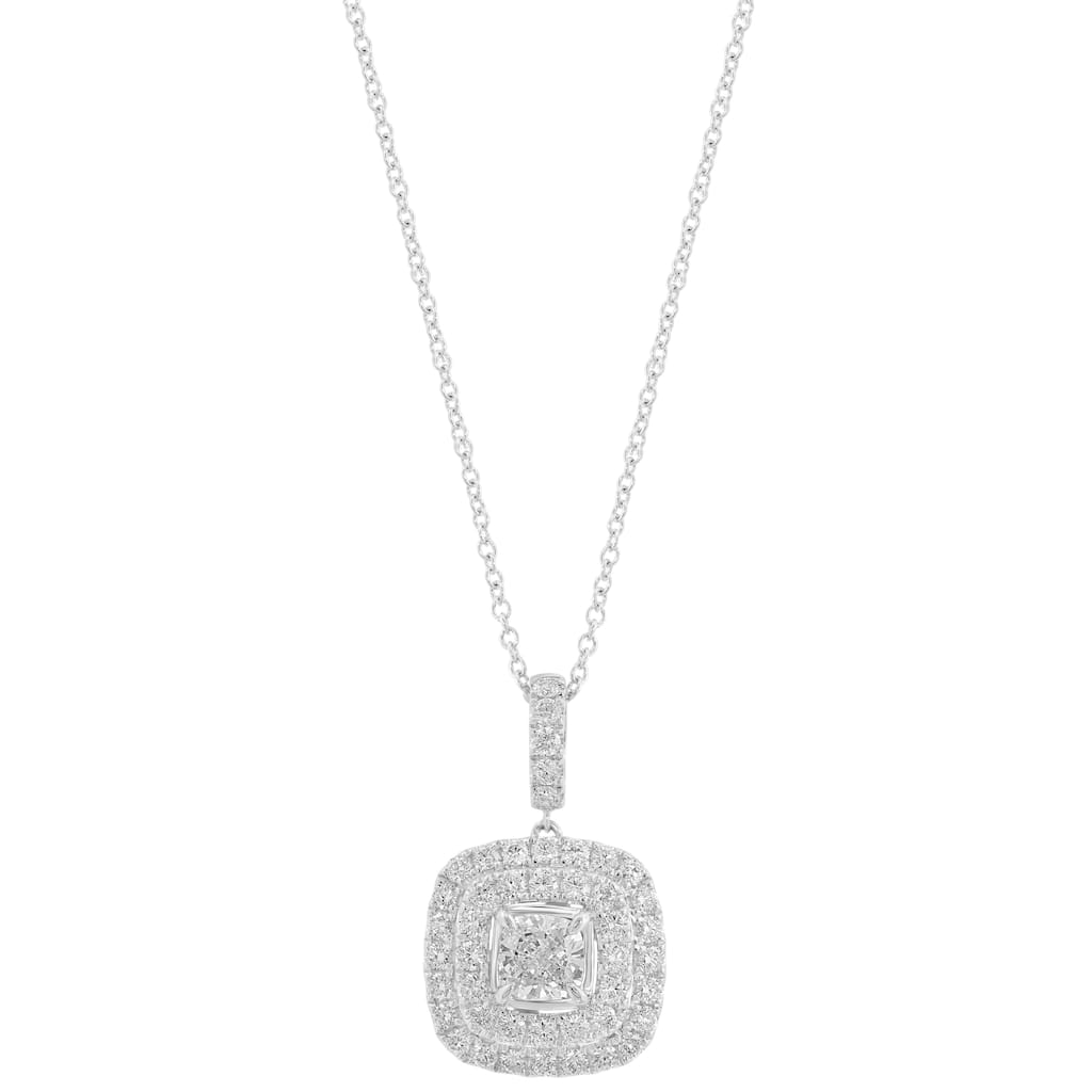 EFFY 14k White Gold Lab Grown Diamond Square Pendant Necklace
