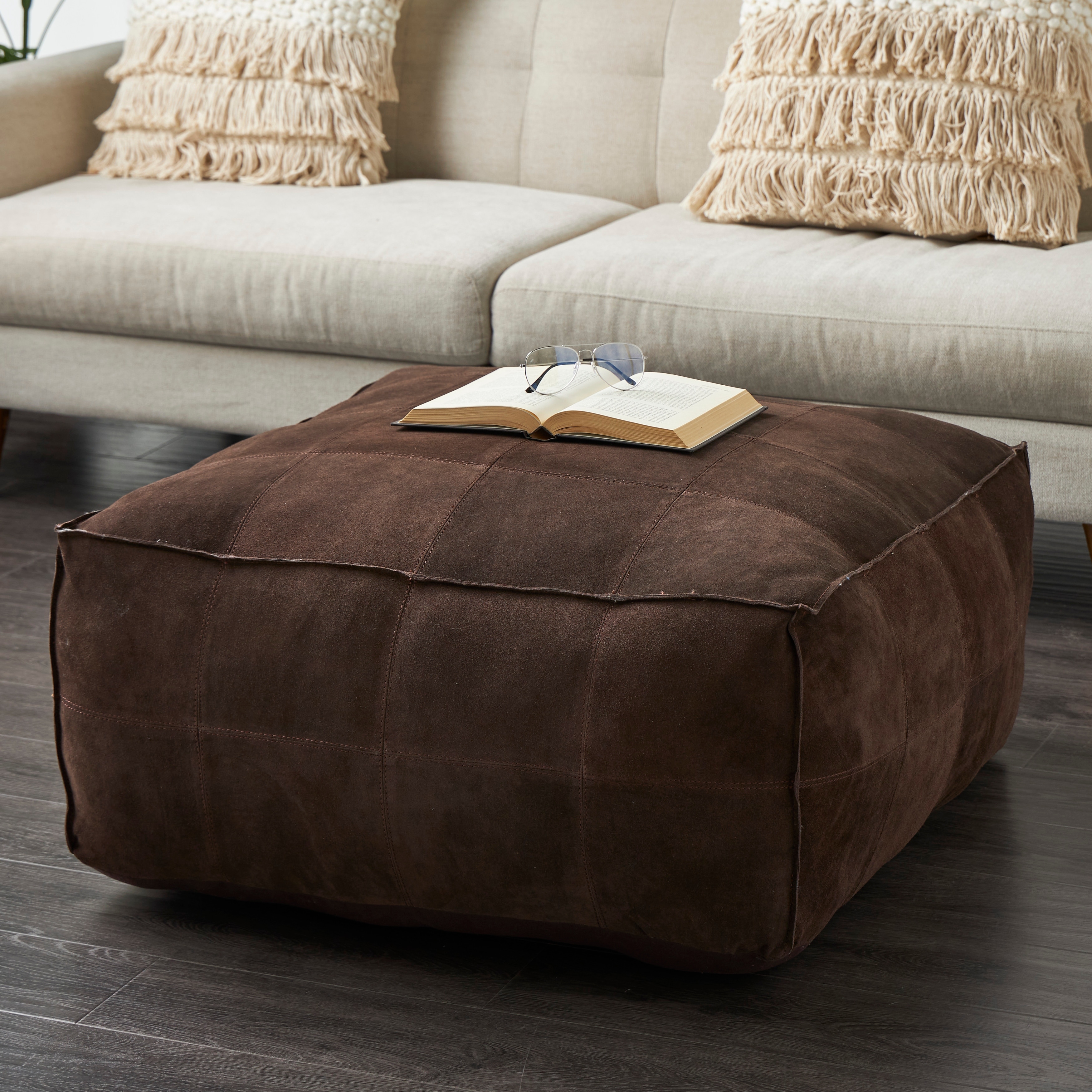 Dark hot sale brown pouf