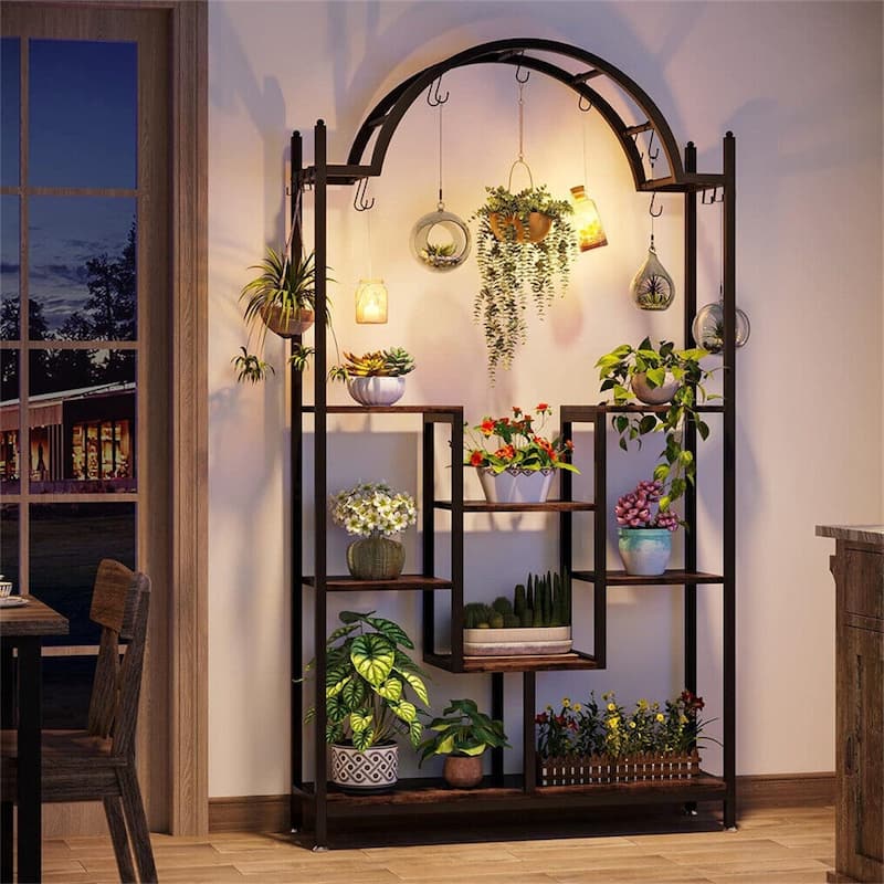 Heavy Duty Large Metal Plant Stand Flower Rack with Arched Top - 75" x 40" x 12"