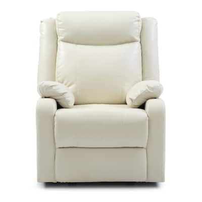 Solid Reclining Upholstered Accent Chair with Padded Arms - 40" - White