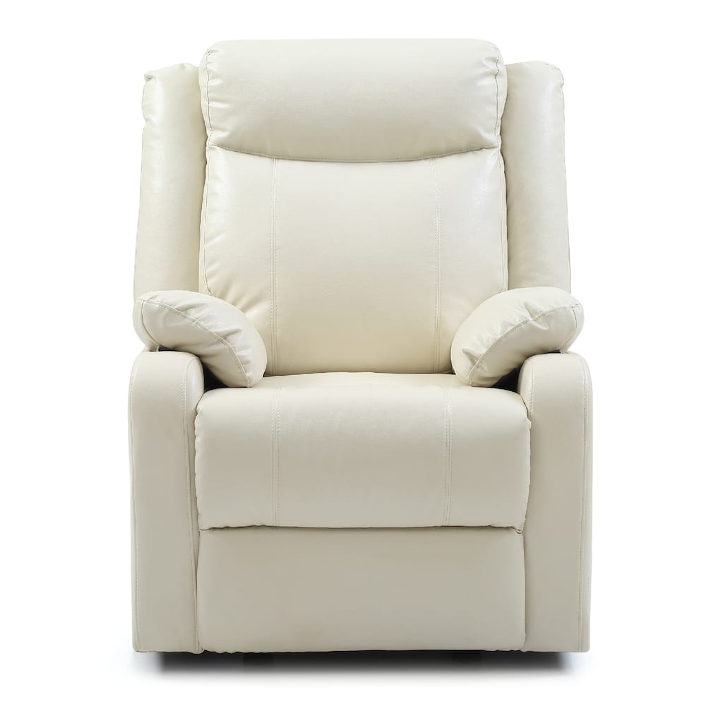 Solid Reclining Upholstered Accent Chair with Padded Arms - 40" - White