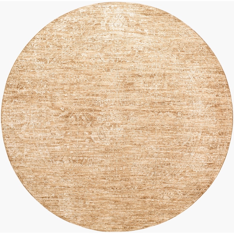 Livabliss Casual Masterpiece Abstract Area Rug - 6'7" x 6'7" Round - Beige