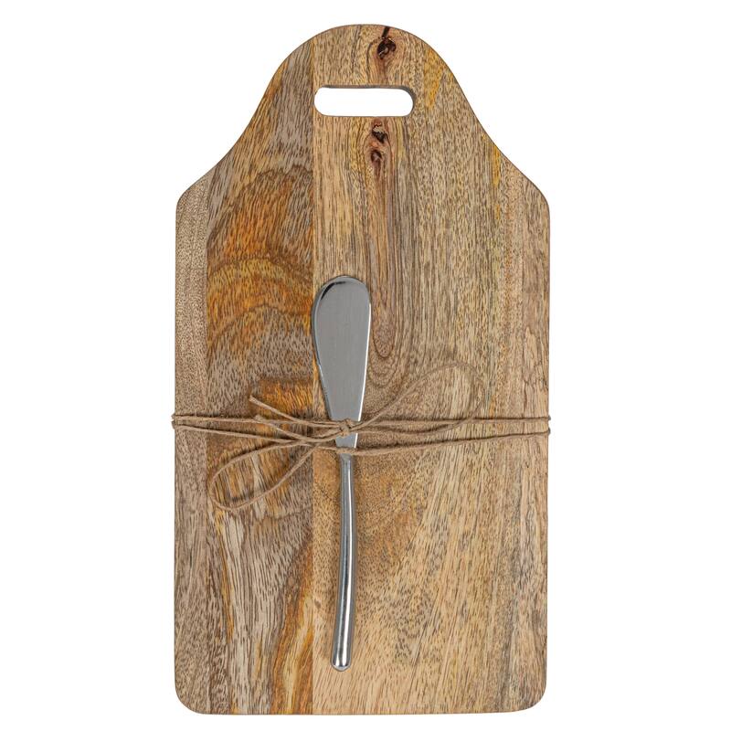 Mango Wood Board with Knife, Set of 2 - 11.0"L x 6.0"W x 1.0"H