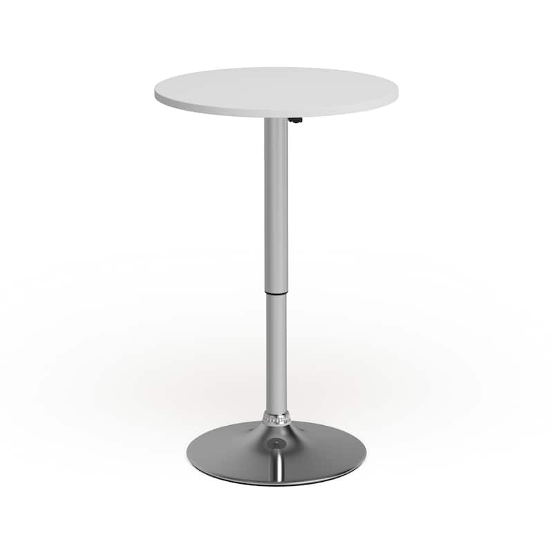 23.75" Round Adjustable White Wood Table (Adjustable Range 26.25" - 35.75")
