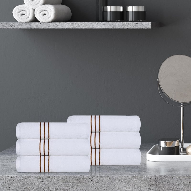 Turkish Cotton Heavyweight Hand Towel Set of 6 by Superior - Toast