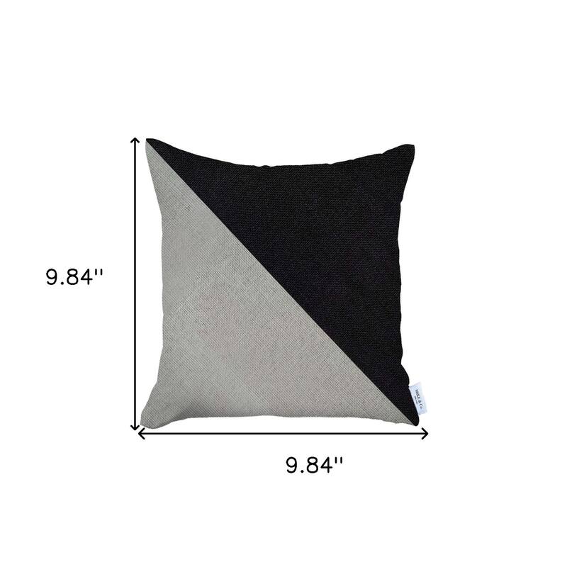 HomeRoots 18" X 18" Black And Grey Geometric Zippered Handmade Polyester Throw Pillow Cover