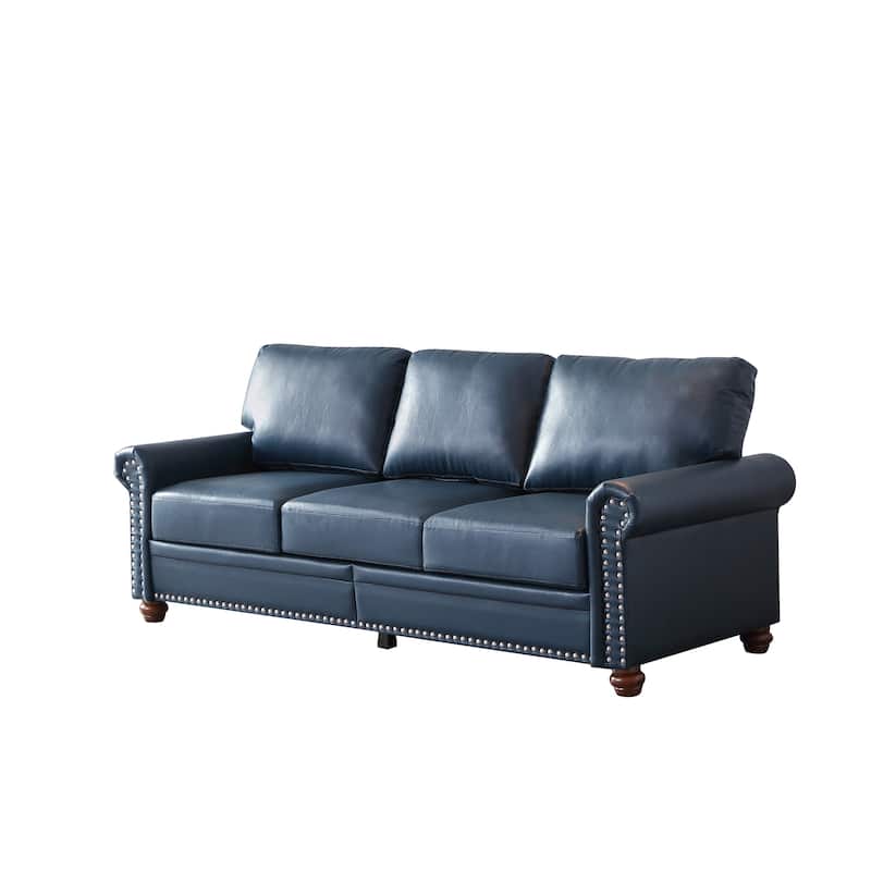 Roomfitters 81" Modern 3-Seater Sofa with Nailhead Trim, Comfortable Upholstered Triple Couch with Rolled Arms