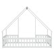 preview thumbnail 22 of 25, Kids Furniture Twin Size Wood House-Shaped Floor Bed Kids Bed with Fence and Guardrails, Grey