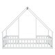 preview thumbnail 4 of 7, Twin Size Wood House-Shaped Floor Bed with Fence and Guardrails, White