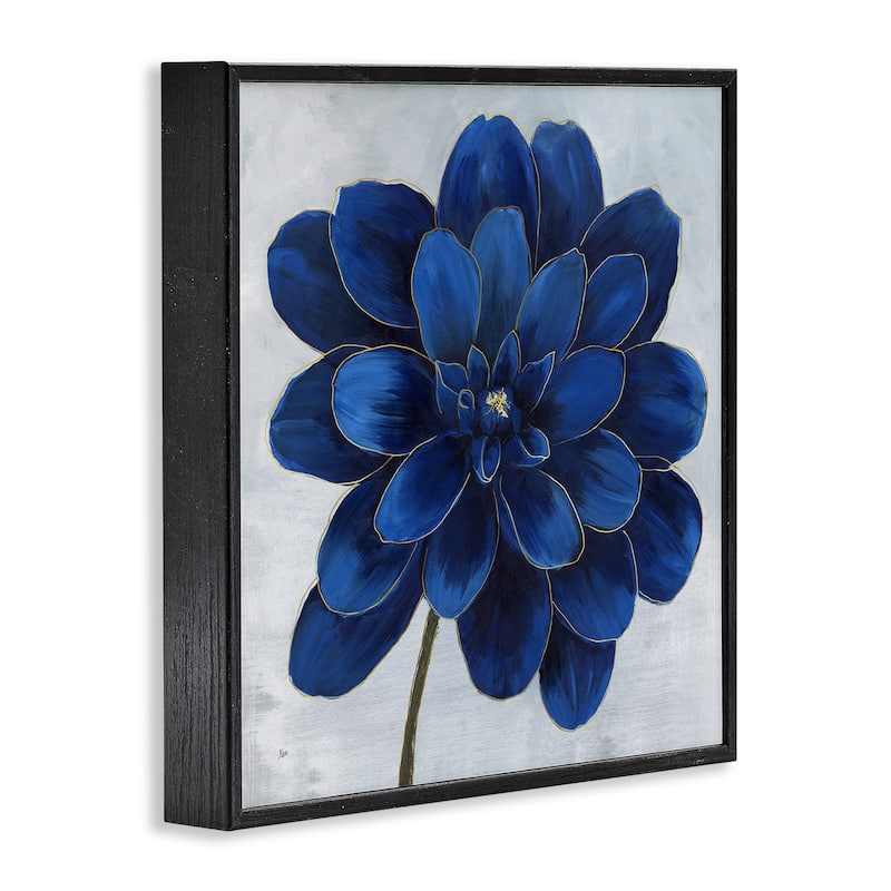 Stupell Modern Deep Blue Floral Carnation Flower Petal Outline Framed Wall Art